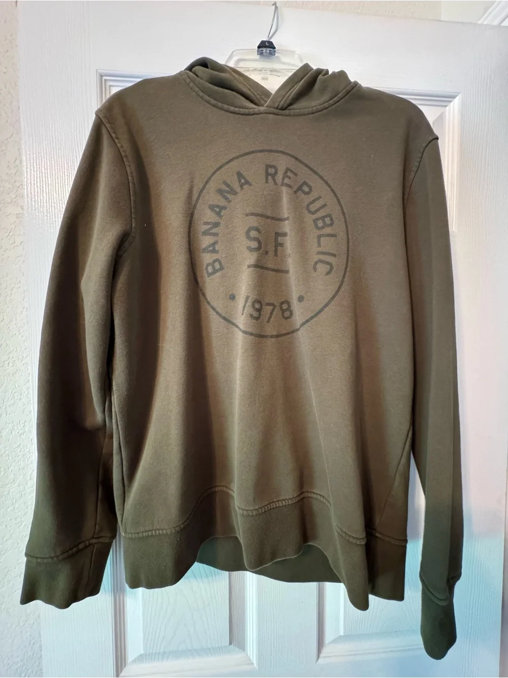 Banana Republic Dark Olive Hooded Logo Sweatshirt